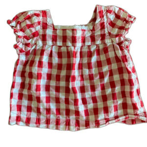 Old Navy Red Gingham Puff Sleeve Top Girls' 6-12 Months